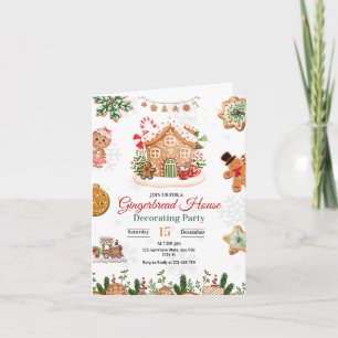 Gingerbread Hus Dekorering Julfest Inbjudan
