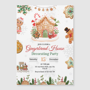 Gingerbread Hus Dekorering Julfest Magnetisk Inbjudningskort