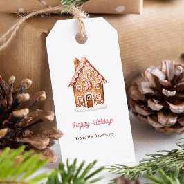 Gingerbread Hus God Jul Jul Presentetikett