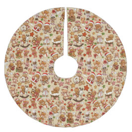 Gingerbread Joy Christmas Tree Skirt Julgransmatta Borstad Polyester