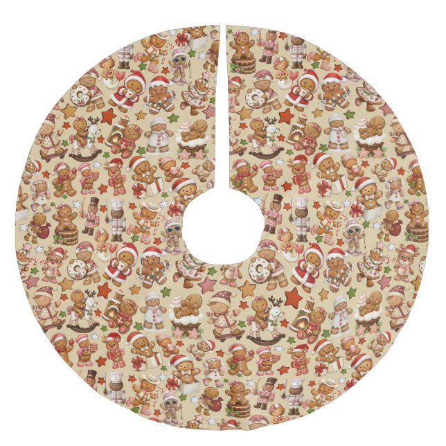 Gingerbread Joy Christmas Tree Skirt Julgransmatta Borstad Polyester (Framsidan)