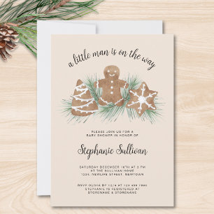 Gingerbread jul baby shower inbjudningar