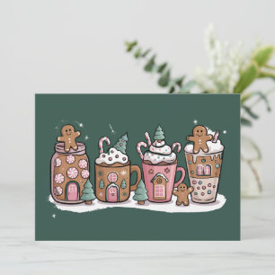 Gingerbread jul kaffe älskare latte dryck  julkort