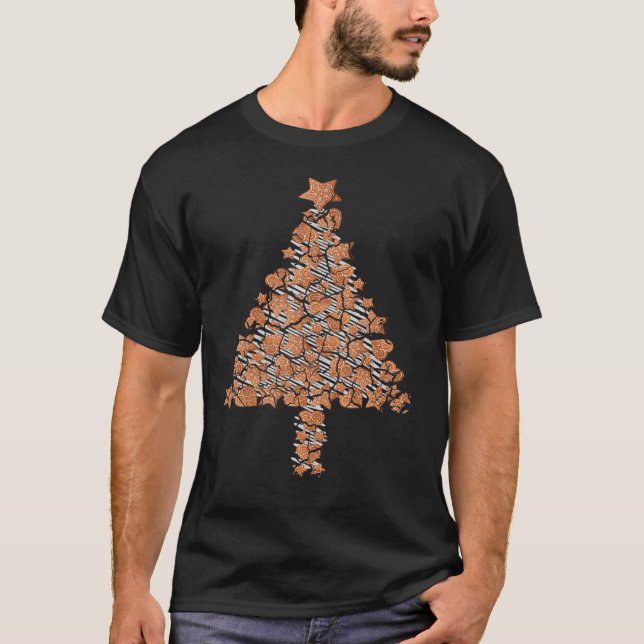 Gingerbread Julgran Distressed T Shirt (Framsida)