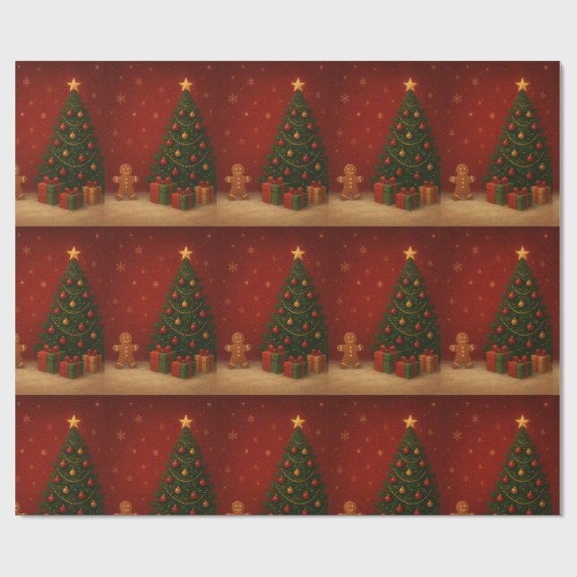 Gingerbread julgran  presentpapper (Platt)