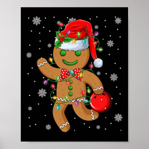 Gingerbread julhatt spelar bowling julgran ljus Tr Poster