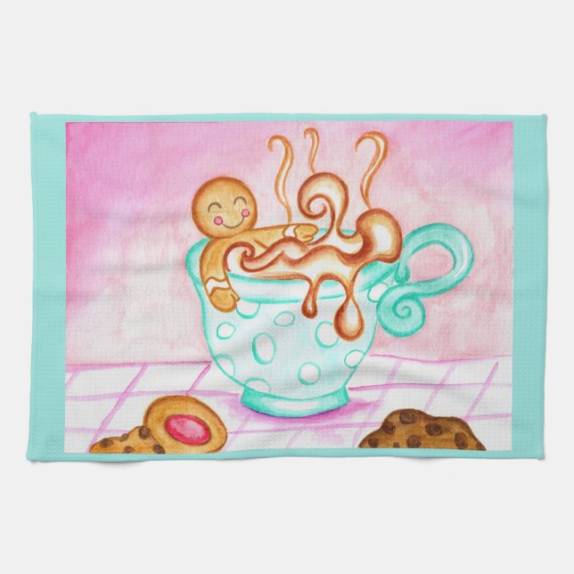 Gingerbread julkaffe köksduk  kökshandduk (Horisontell)