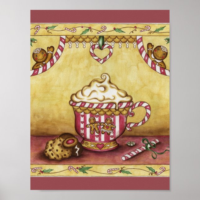 Gingerbread julkaffe konst  hantverkspapper poster (Framsidan)