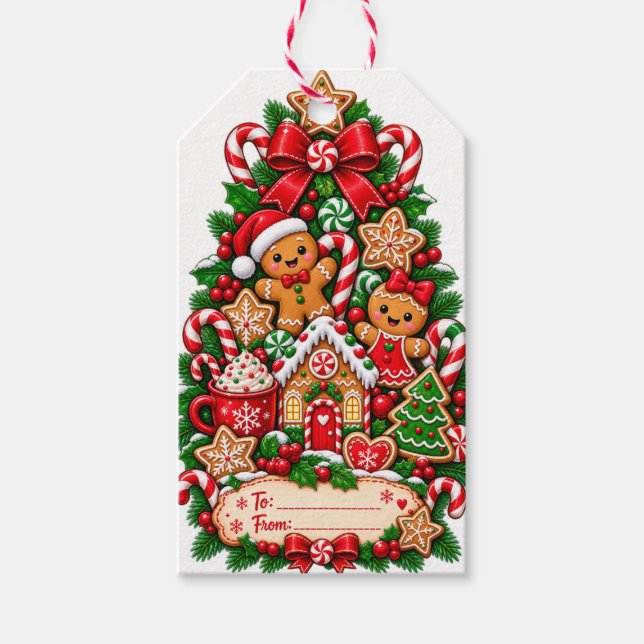 Gingerbread julklappsmärke presentetikett (Framsidan)