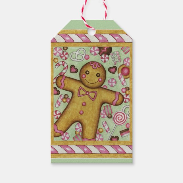 Gingerbread julklappsmärken presentetikett (Framsidan)