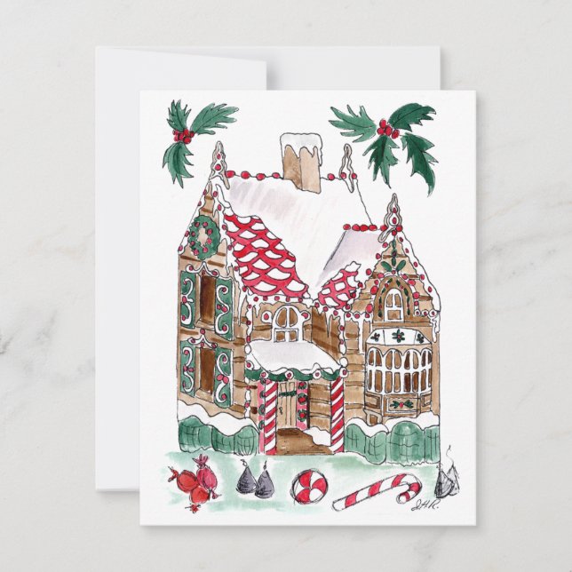 Gingerbread julkort Blank insida med kuvert Anteckningskort (Framsida)