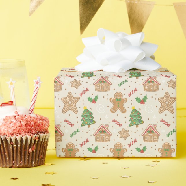 Gingerbread julmönster rullpapper för presentinsla presentpapper (Födelsedagsfest)