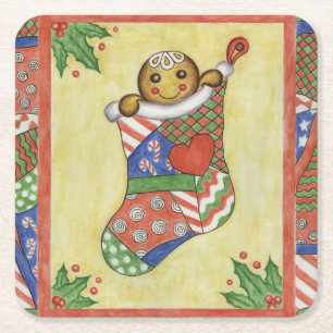 Gingerbread julstrumpa underlägg papper kvadrat