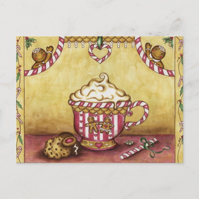 Gingerbread Kaffebrev för högtider  Vykort (Framsida)