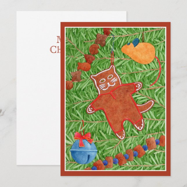 GINGERBREAD KATTUNGE Meowy jul 5 x 7 kort 3 (Fram/baksida)