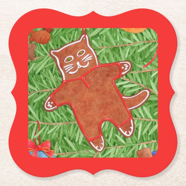 GINGERBREAD KATTUNGE-parentes Pappra Underlägg / R Papper (Framsida)