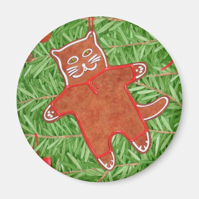 GINGERBREAD KATTUNGE Round Magnet (Framsidan)