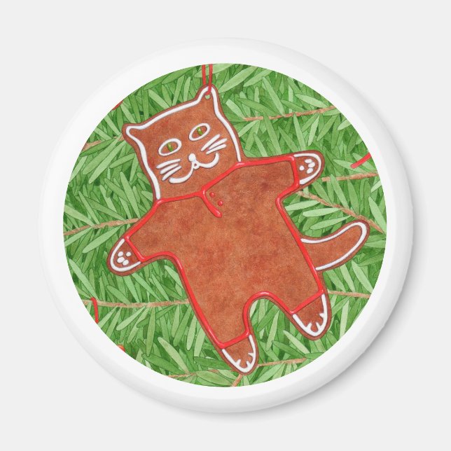 GINGERBREAD KATTUNGE Round Magnet/White Magnet (Framsidan)