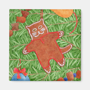 GINGERBREAD KATTUNGE Square Magnet