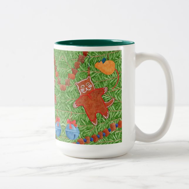 GINGERBREAD KATTUNGE Tall Hunter Grönt 2 Tone Mugg (Höger)