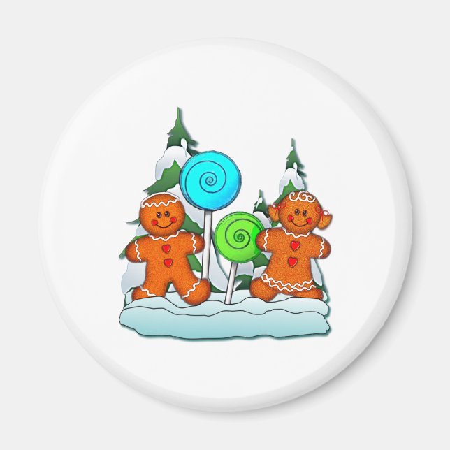 GINGERBREAD KIDS AND LOLLIPOPS by SHARON SHARPE Magnet (Framsidan)