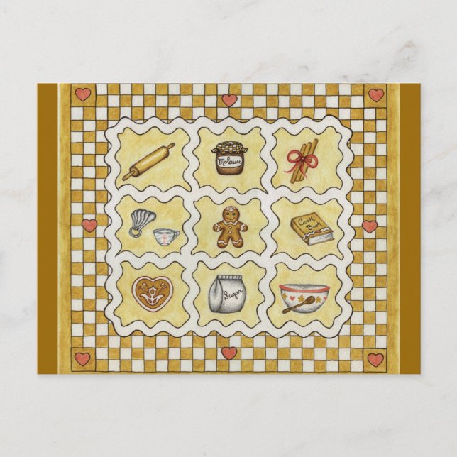 Gingerbread Köks Recept/ vykort (Framsida)