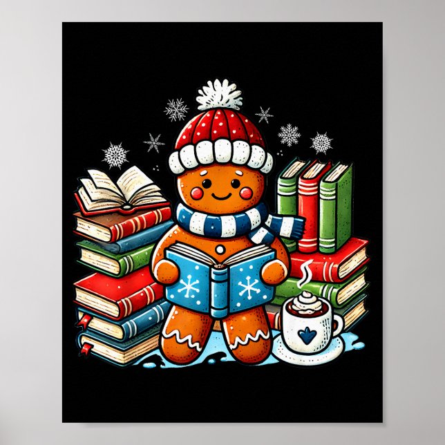 Gingerbread Läslärare Bokig Bibliotek Barn U Poster (Framsidan)