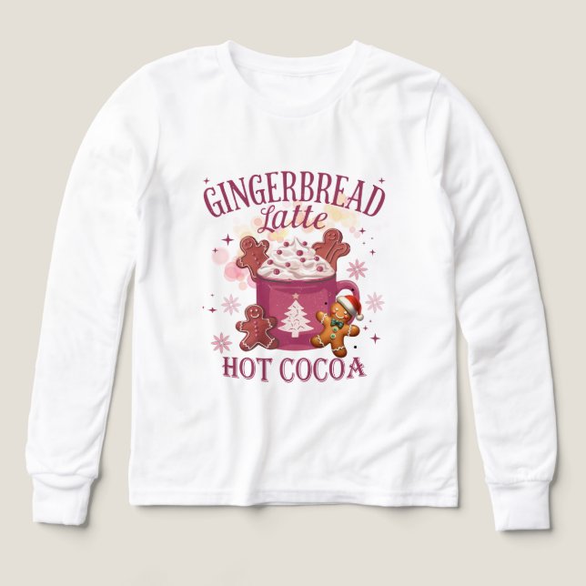 Gingerbread latte hot cocoa christmas t shirt (Design framsida)