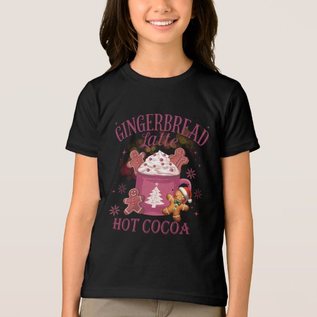 Gingerbread latte hot cocoa christmas t shirt (Framsida)