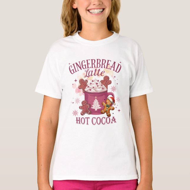 Gingerbread latte hot cocoa christmas t shirt (Framsida)