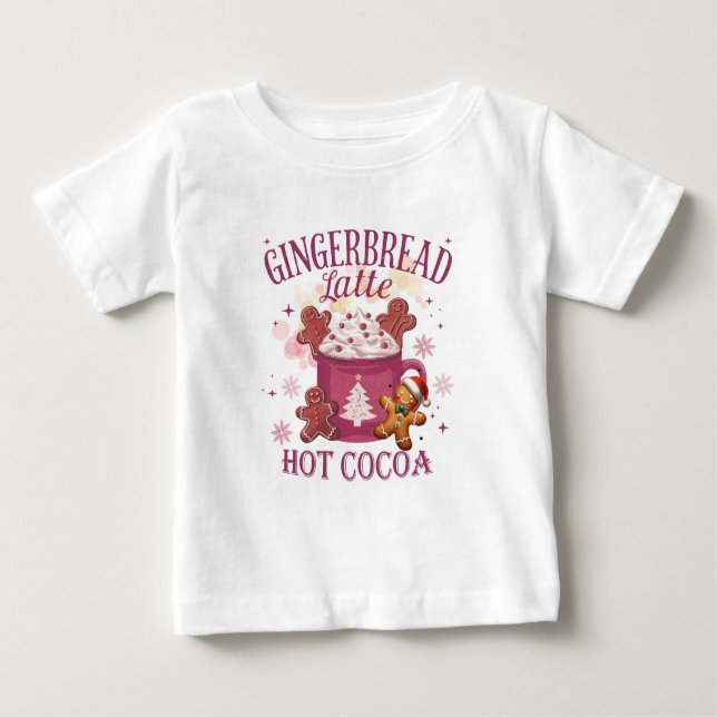 Gingerbread latte hot cocoa christmas t shirt (Framsida)