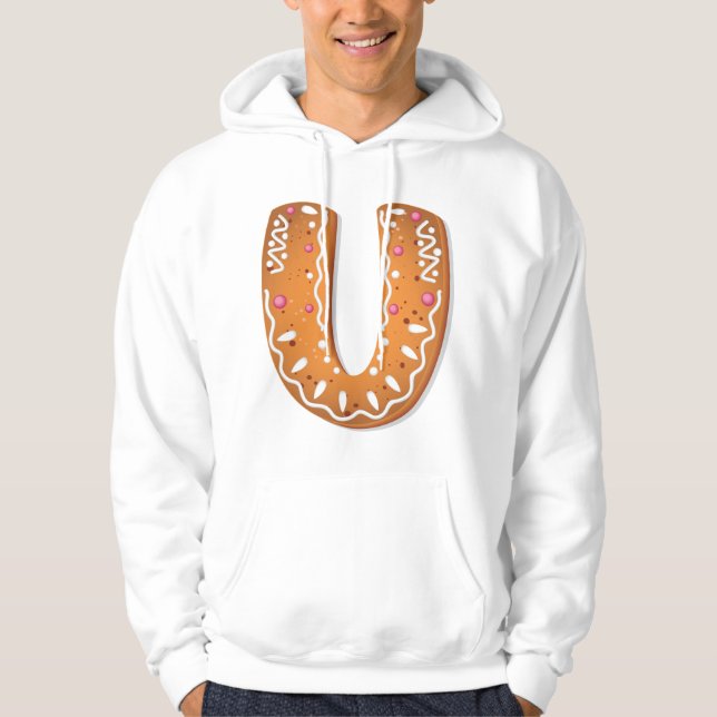 Gingerbread Letter U Monogram Holiday Cookie Hoodie (Framsida)