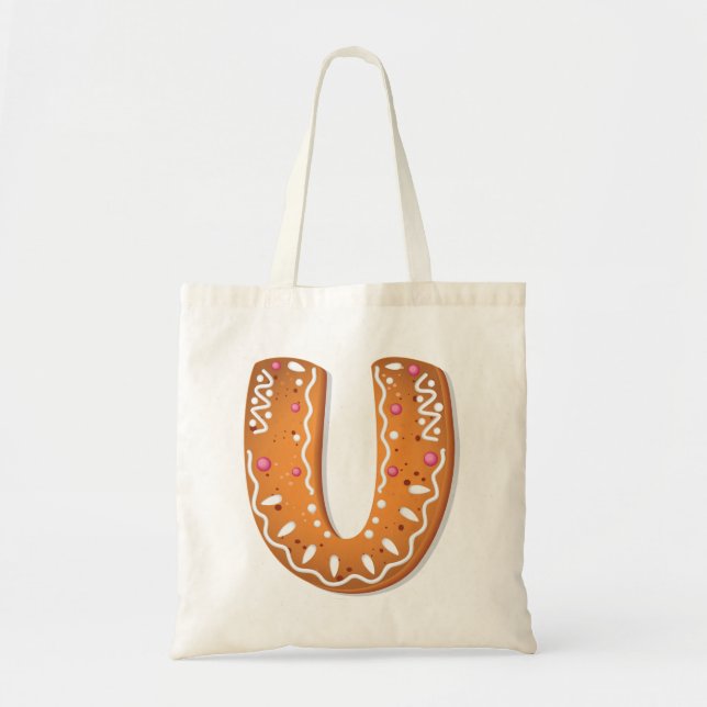 Gingerbread Letter U Monogram Holiday Cookie Tygkasse (Framsidan)