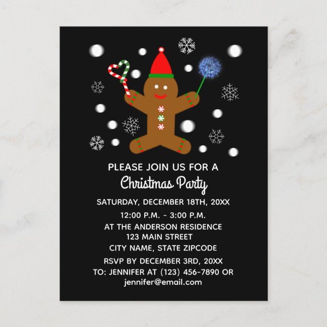 Gingerbread Man #2 Inbjudan Postkort Vykort (Framsida)