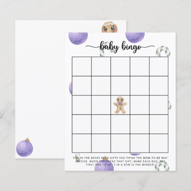 Gingerbread man - Baby shower bingo spel (Fram/baksida)