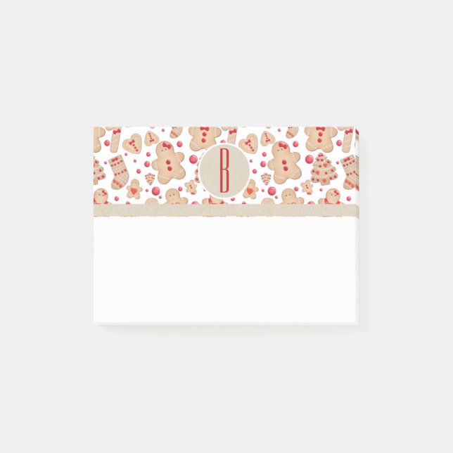 Gingerbread Man Bakade Kakor Rustika Whimsical Post-it Block (Framsida)
