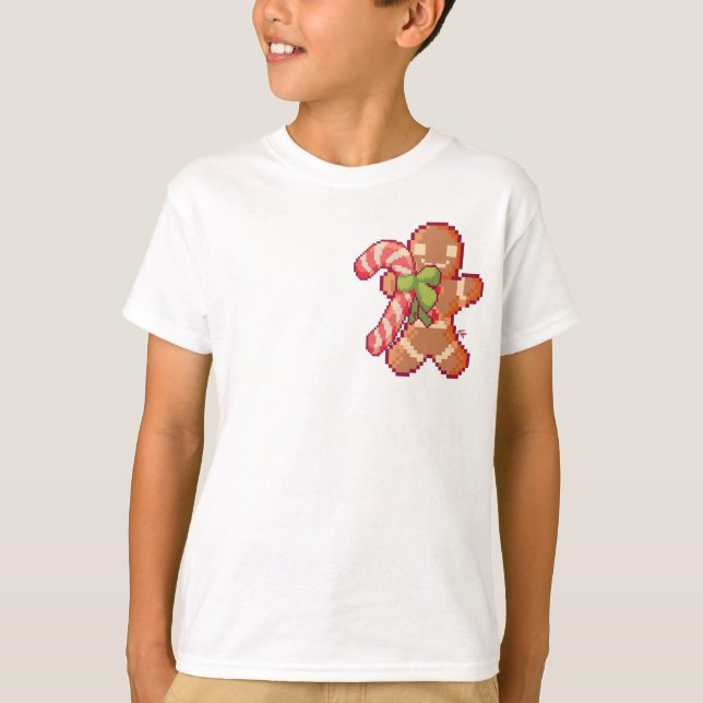 GingerBread man, candy camera, Pixel Art  T Shirt (Framsida)