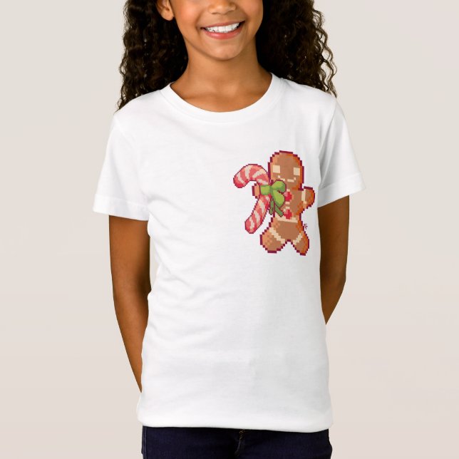 GingerBread man, candy cane, Pixel Art  T Shirt (Framsida)
