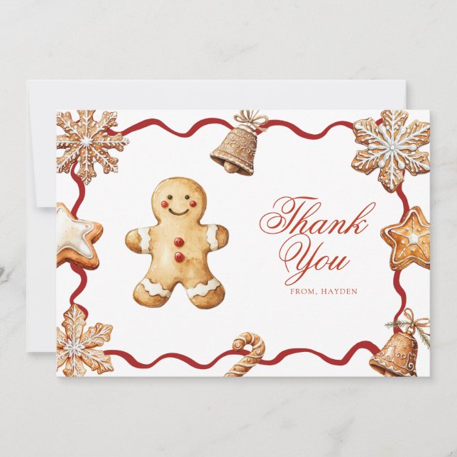 Gingerbread Man | Christmas Baby Shower  Tack Kort (Framsida)