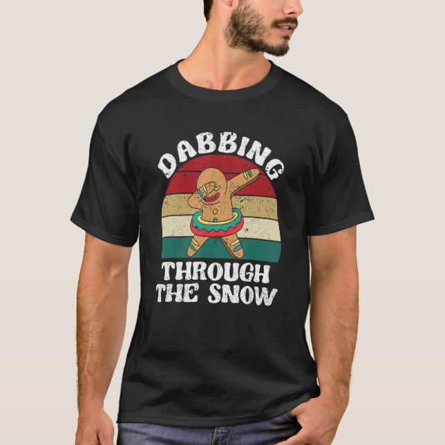 Gingerbread Man Christmas Dab Dance Dabbing Throug T Shirt (Framsida)