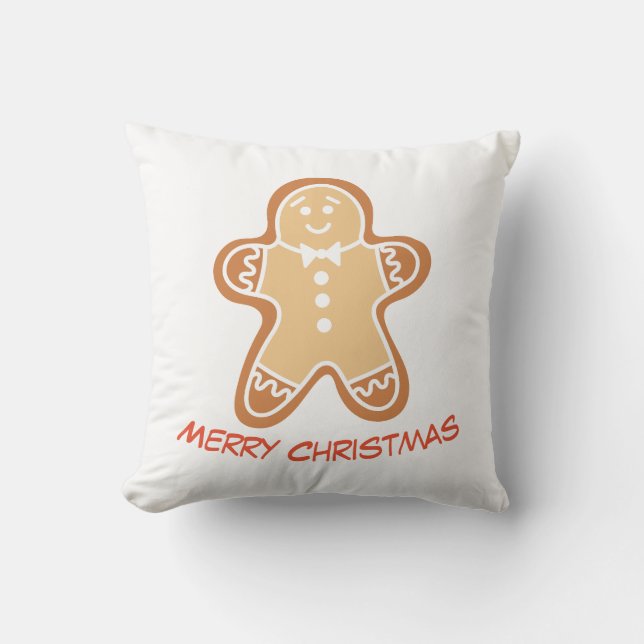 Gingerbread Man Christmas Throw Pillow Kudde (Framsida)