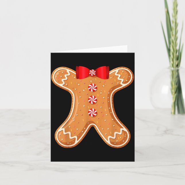 Gingerbread Man Cookie Dräkt Kostym Vuxna Barn Män Kort (Framsida)