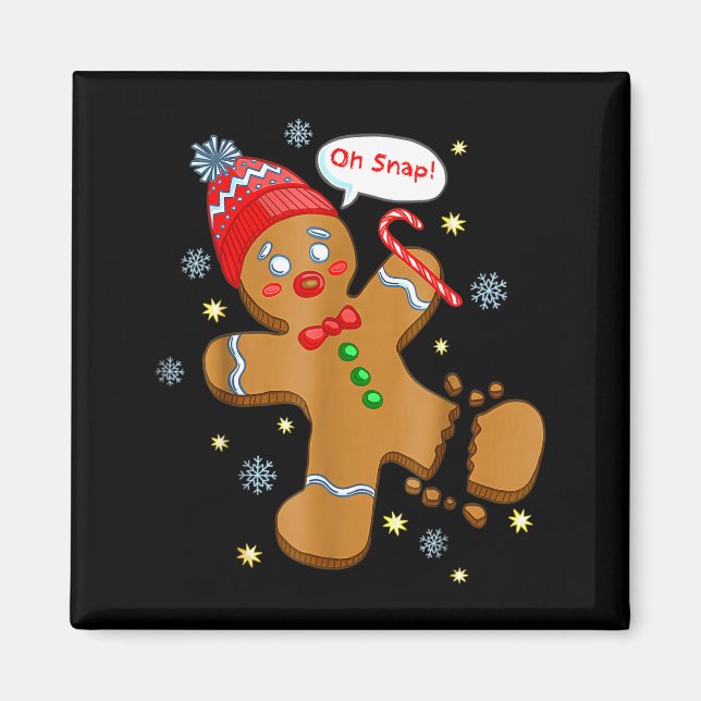 Gingerbread Man Cookie Ugly Sweater Oh Snap Christ Magnet (Framsidan)