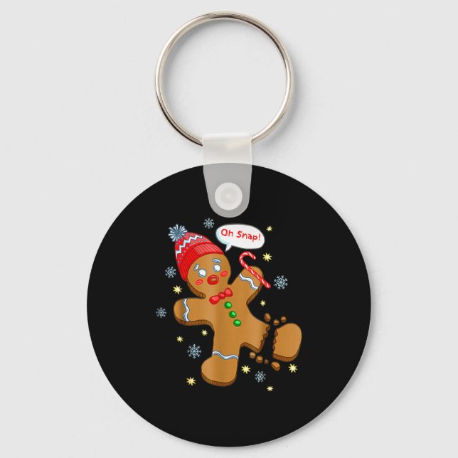 Gingerbread Man Cookie Ugly Sweater Oh Snap Christ Nyckelring (Framsida)