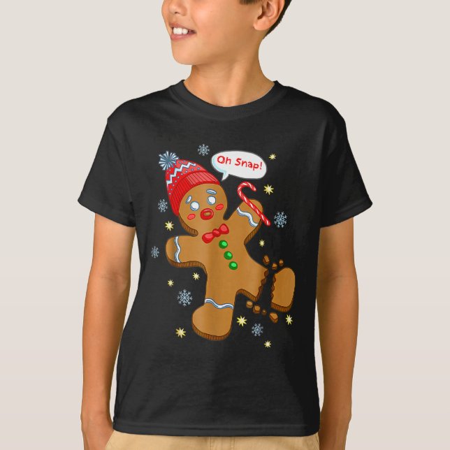 Gingerbread Man Cookie Ugly Sweater Oh Snap Christ T Shirt (Framsida)