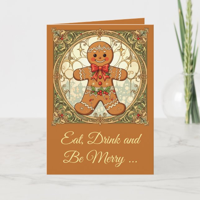 Gingerbread Man Cookies Festive Christmas Helgkort (Framsida)