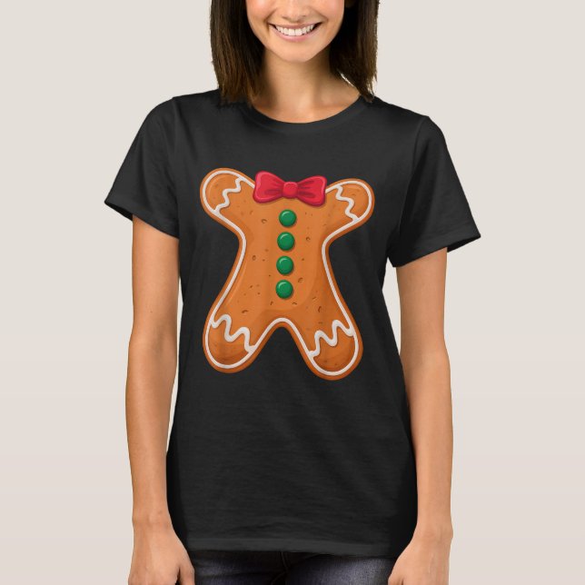 Gingerbread Man Costume Funny For Halloween Christ T Shirt (Framsida)