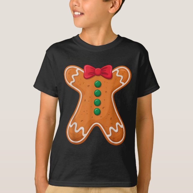 Gingerbread Man Costume Funny For Halloween Christ T Shirt (Framsida)