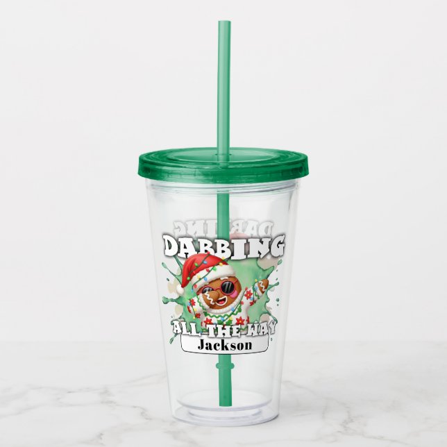 Gingerbread Man Dabbar Anpassat Namn Jul Take Away Mugg (Framsida)