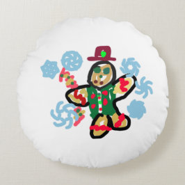 Gingerbread man dance rund kudde